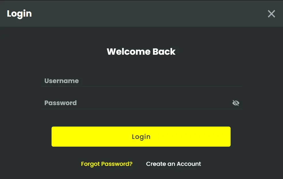 Login form from official website